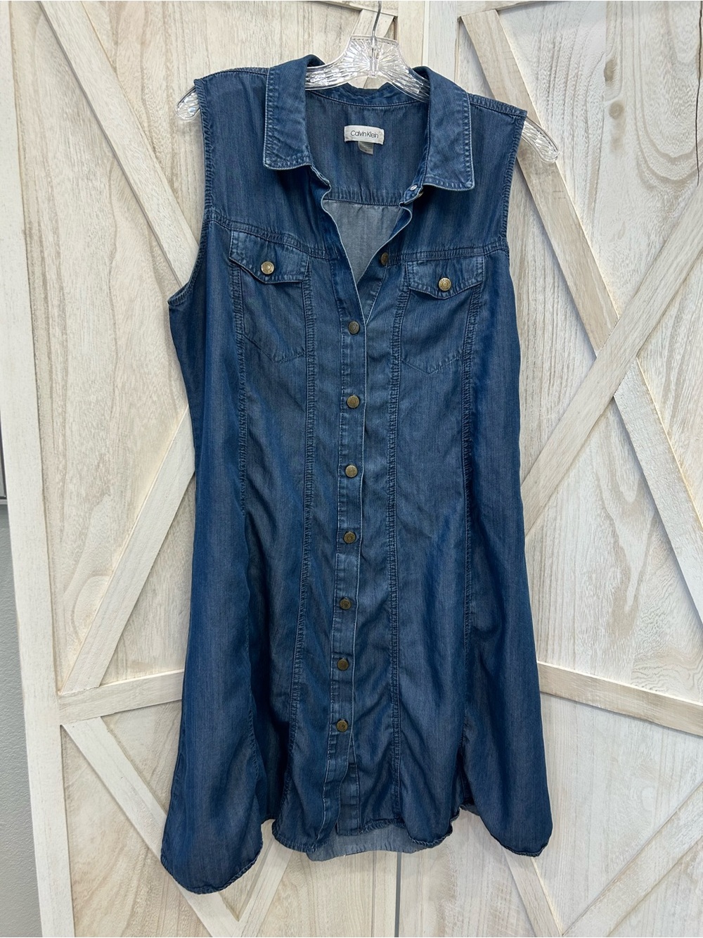 Calvin Klein Blue Denim Button-Up Shirt Dress
